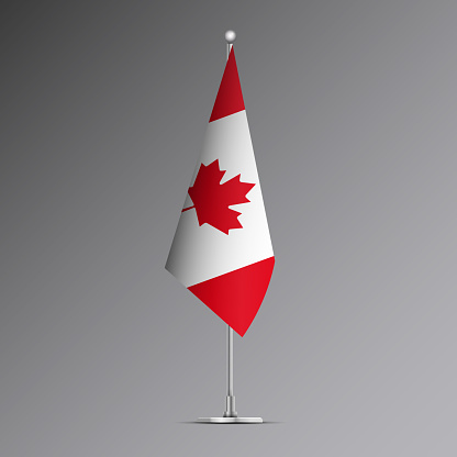 3D realistic flag of Canada on steel pole