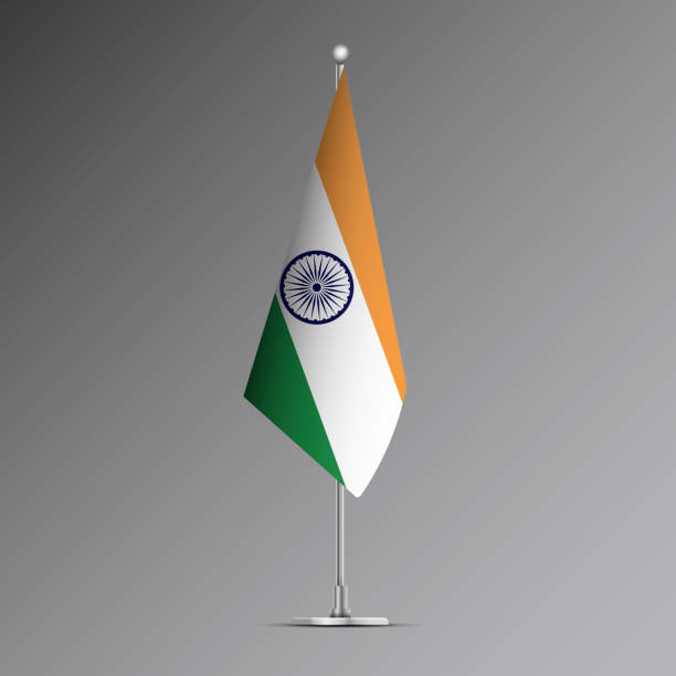 istock 3D realistic flag of India on steel pole 2131180777