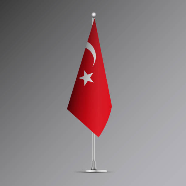 istock 3D realistic flag of Turkey on steel pole 2131182942