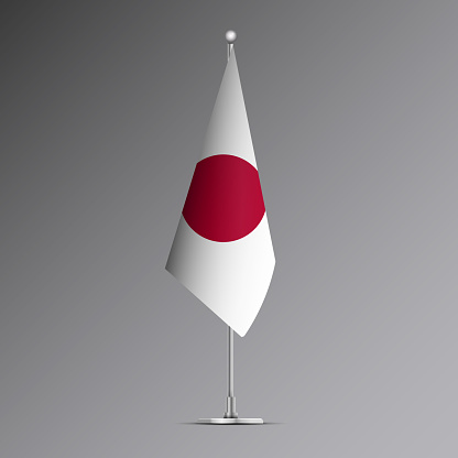 3D realistic flag of Japan on steel pole