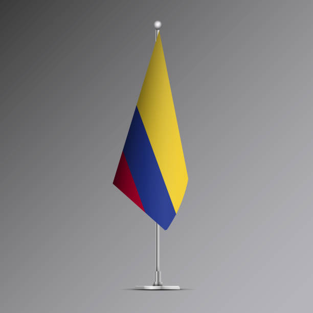 istock 3D realistic flag of Colombia on steel pole 2131187210