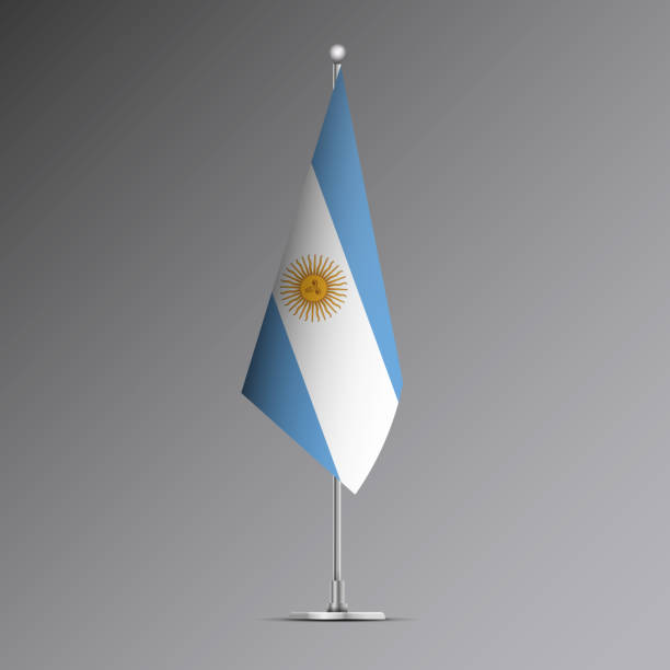 istock 3D realistic flag of Argentina on steel pole 2131191377