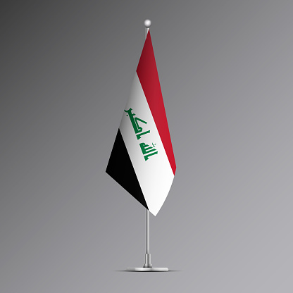 3D realistic flag of Iraq on steel pole