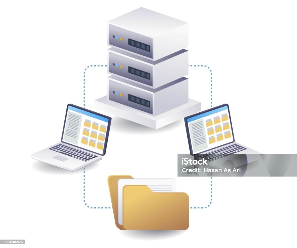 Computing Task Transfer Data Transfer Between Computers Server Concept Flat Isometric 3d ...