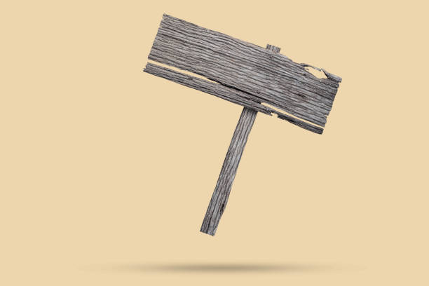 Old wooden sign float on brown background