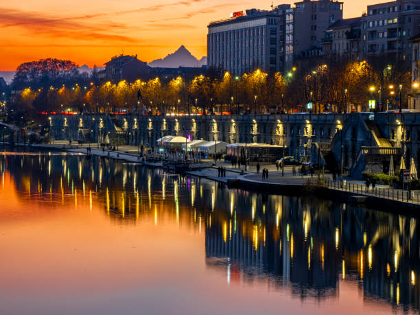 istock Sunset on the Murazzi reflected in the Po 2131382775