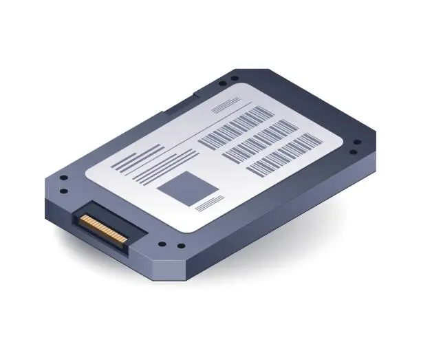 Vector illustration of High speed computer SSD flat isometric 3d illustration