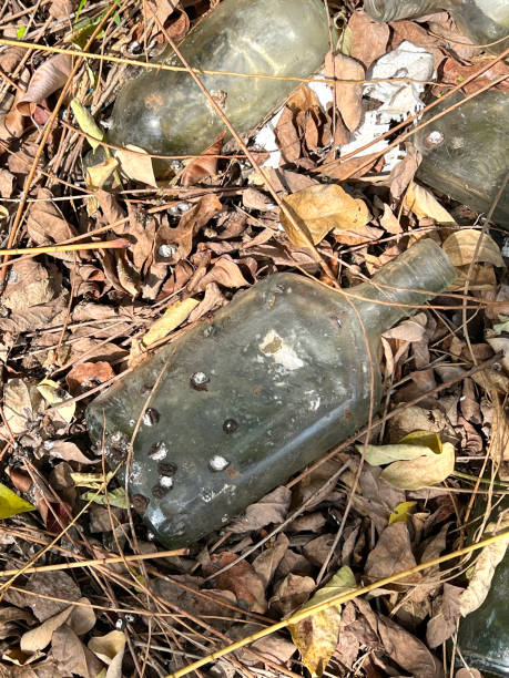 istock dirty glass bottle on the ground 2131439806