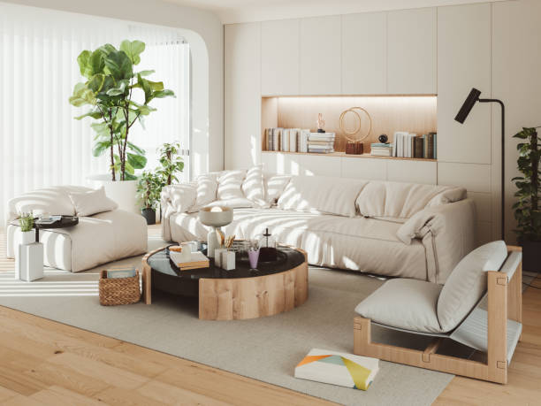 istock Bright sunlit modern living room 2131442718