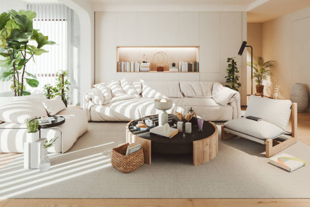 istock Bright sunlit modern living room 2131442887