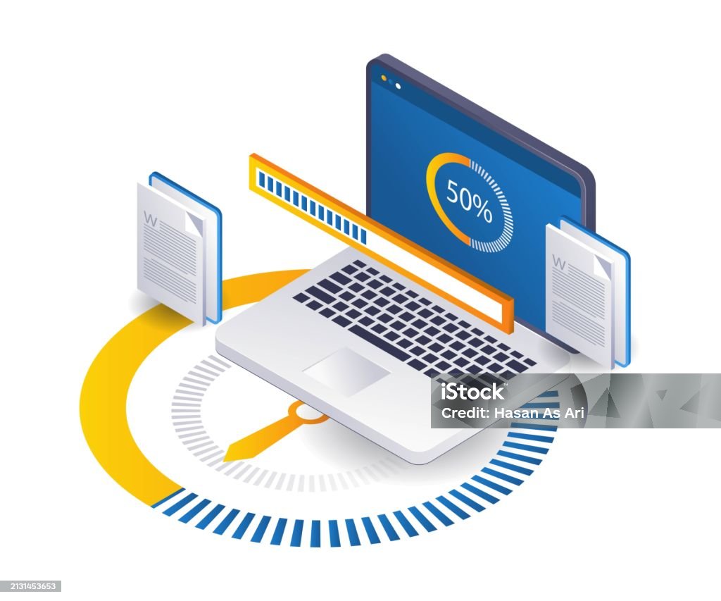 Loading Laptop Process Updates Application Data Stock Illustration ...
