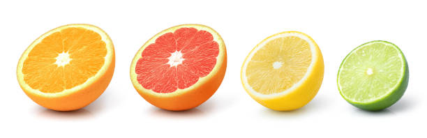 istock citrus fruits (orange fruit, red grapefruit, lemon, lime) isolated on white 2131470385