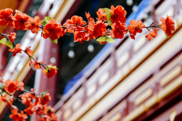 artificial Japanese cherry blossoms in full bloom