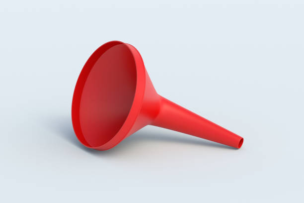 istock Plastic funnel for fuel, oil or other liquid on orange background. Car accessory. 3d render 2131501161