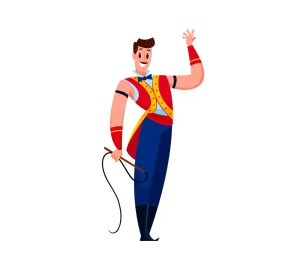 Vector illustration of Cartoon circus tamer character, animal trainer