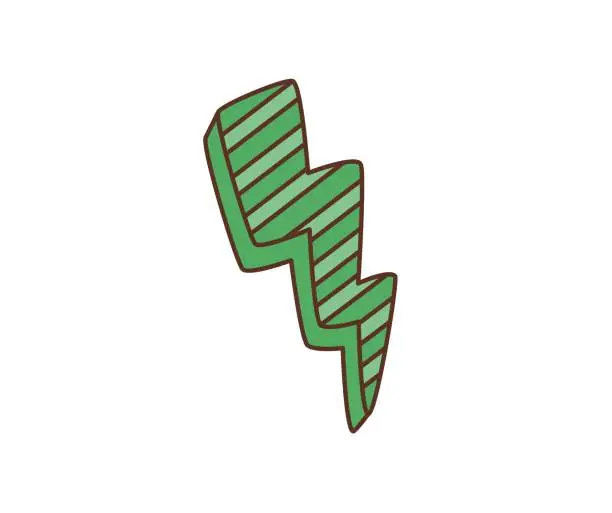 Vector illustration of Cartoon retro groovy hippie thunderbolt lightning