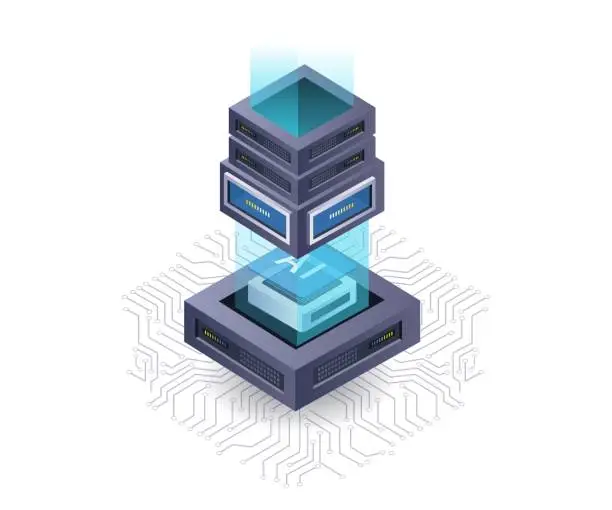 Vector illustration of Technology artificial intelligence production server