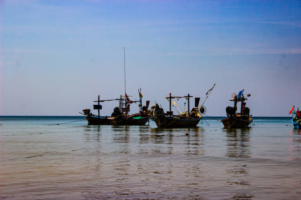 Wooden boat trip to the sea at Koh Tao, snorkeling at the island, summer activities