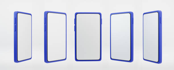 istock 3D smartphone mockup. Set of 3d rendered borderless smartphones, blank screen, isolated on white background. Smartphone icon set. 2131718869