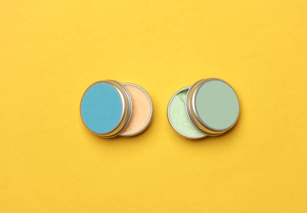 istock Body butter metal jars on a yellow background 2131798073
