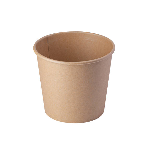 istock Brown disposable paper bucket isolated on a white background 2131803254