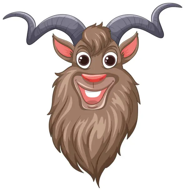 Vector illustration of Vector graphic of a smiling, friendly goat face