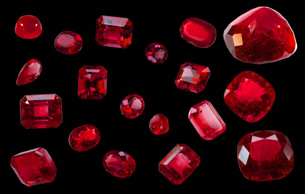 istock Ruby Set of real red jewels isolated on transparent background 2131846796