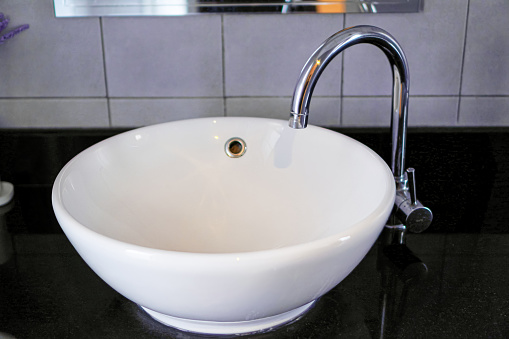 wash sink in a bathroom, top view