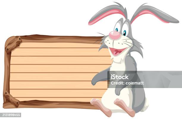 Standing Rabbit Blank Cartoon Rabbit Standing Next To A Blank Sign Stock Illustration ...