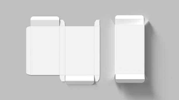 Box mock up isolated on white background. Cosmetics or medicine box mock up. 3D illustration.