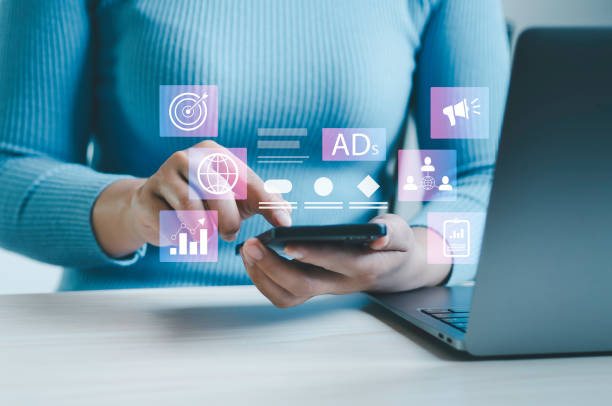 istock Digital online sales concept, businessman using laptop with website advertisement digital marketing Digital marketing and online advertising to target customers 2131918634