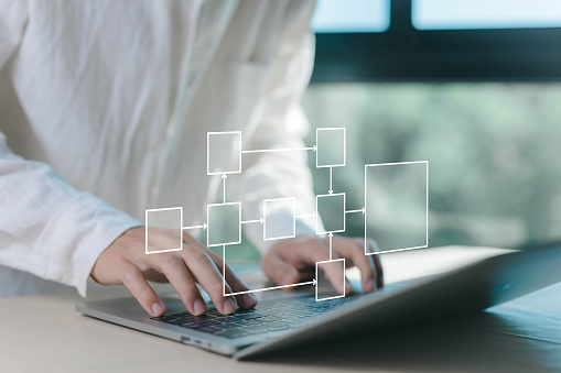Diagram Algorithm Flow On A Computer Stock Photo - Download Image Now ...