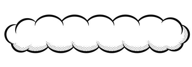 Pop Style wide,horizontally long Cloud Speech Bubble Illustration
