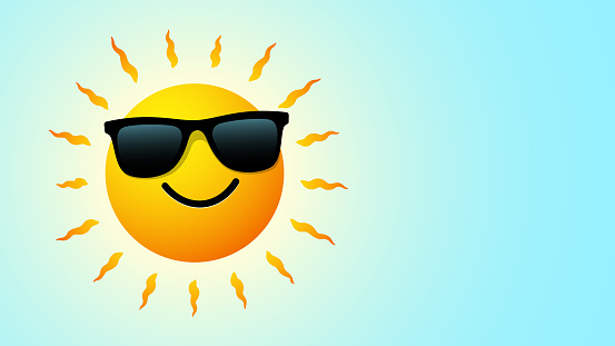 Sun emoji background with copy space. Layered and grouped for easy editing.