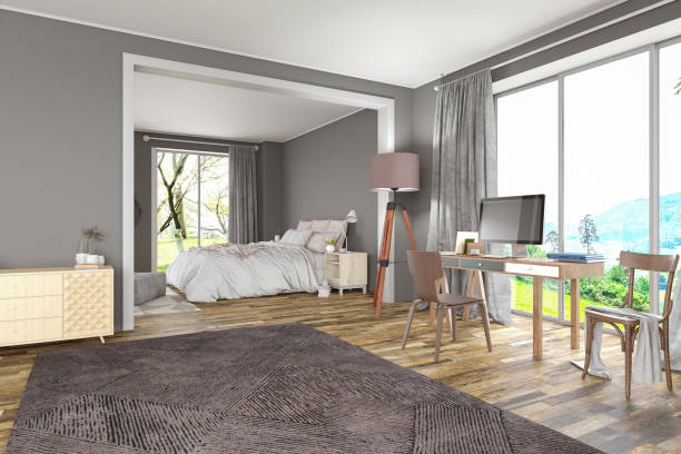 istock Cozy Bedroom with an Open Living Room 2132001745