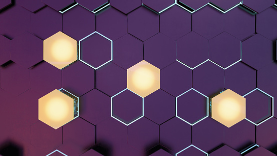 Abstract Hexagon Tiles Background. 3D Render