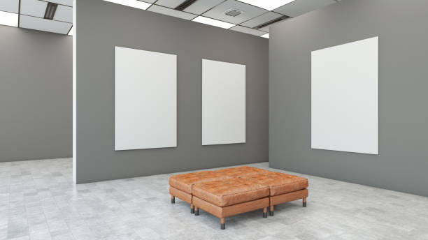 istock Museum or Art Gallery with White Mock up Picture Frames 2132009486