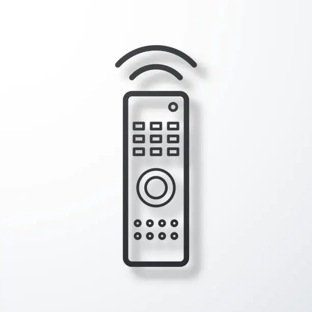 Vector illustration of Remote control. Line icon with shadow on white background