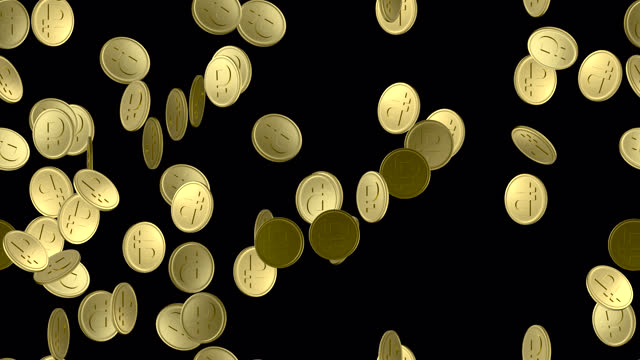 Ruble Gold coin money LOOP TILE Swirl with alpha. This looping 3d animation is also tileable