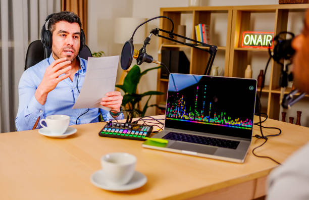 istock Two mid adult men recording a podcast 2132031795