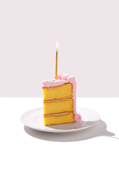 a slice of buttercream birthday cake