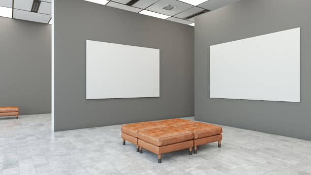 istock Museum or Art Gallery with White Mock up Picture Frames 2132077826