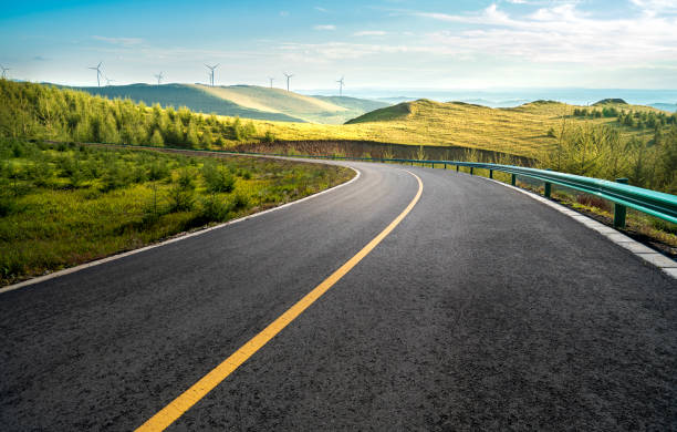 istock Curved roads and windmills 2132085965