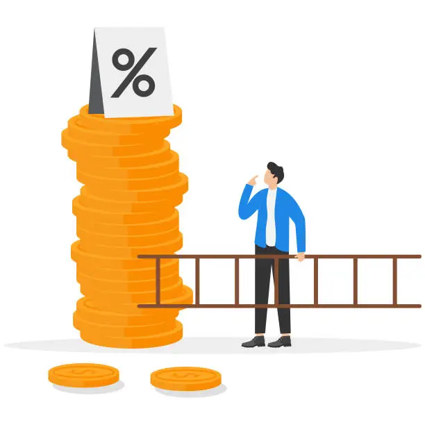 Vector illustration of Inflation rises due to monetary value growth. Impact on economic growth or recession. Modern vector illustration in flat style