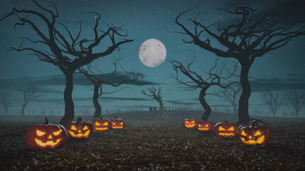 istock A haunted glowing eyes of Jack O' Lantern as 3D illustration 2132093015