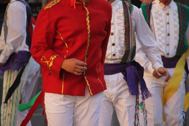 istock Basque folk dancers in the street 2132102658