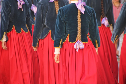 Some Basque folk dancers during a choreography