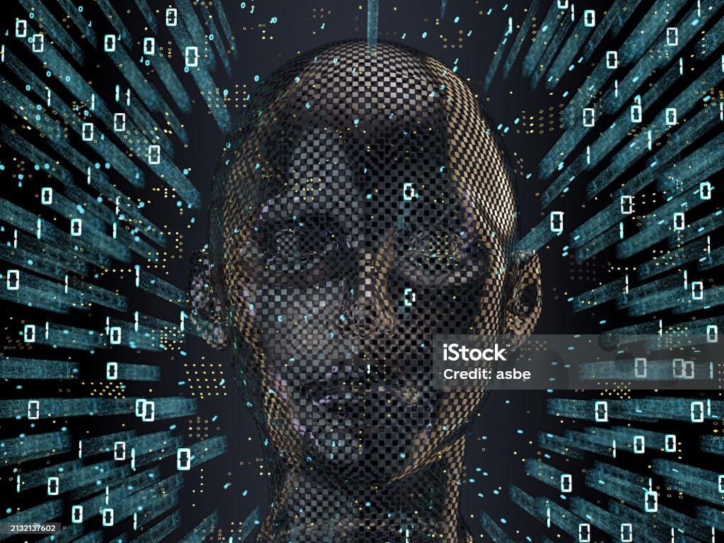 3d Head In Binary Code Stock Photo - Download Image Now - Binary Code ...