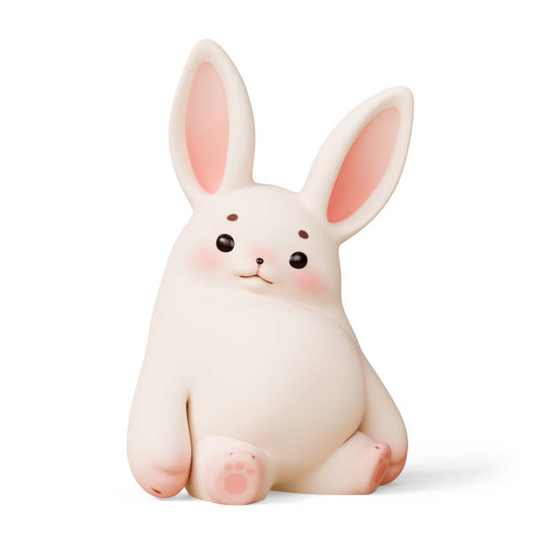 istock 3d render fat cute funny kawaii fluffy cartoon easter bunny. 2132137916