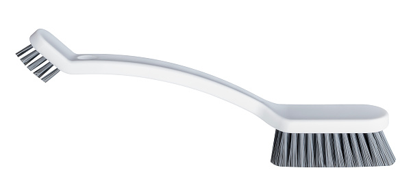 White floor scrubbing brush isolated on white background with clipping path